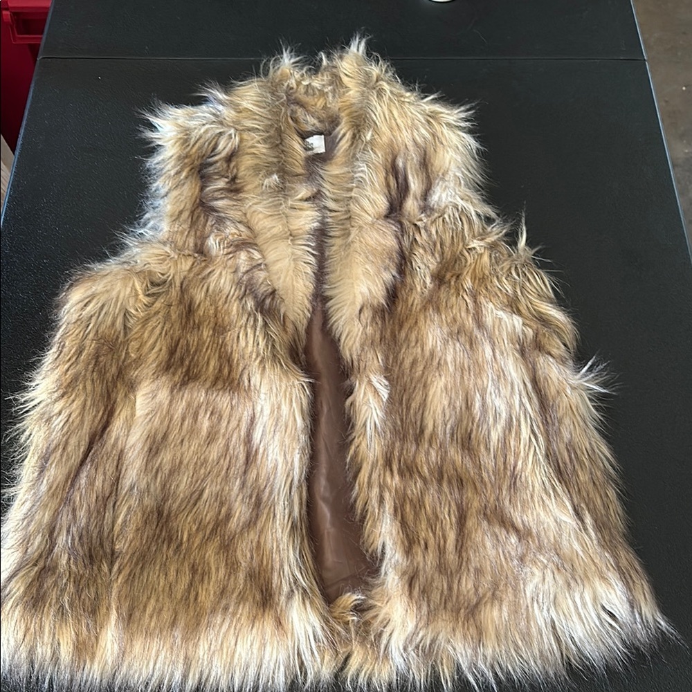 Kids Faux Fur Vest - Brown